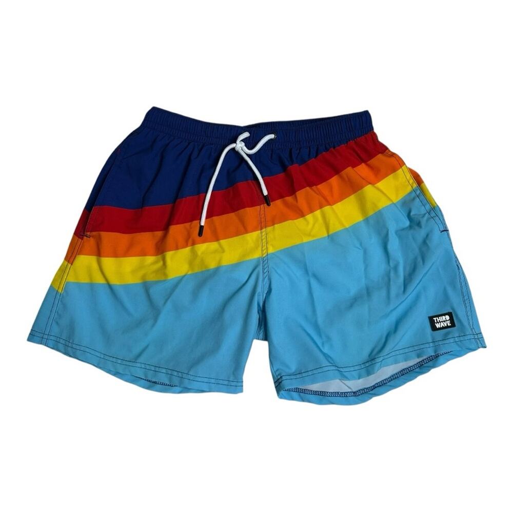 Third Wave Mesh Lined 5" Swim Trunks Rainbow Striped Medium - Picture 2 of 7